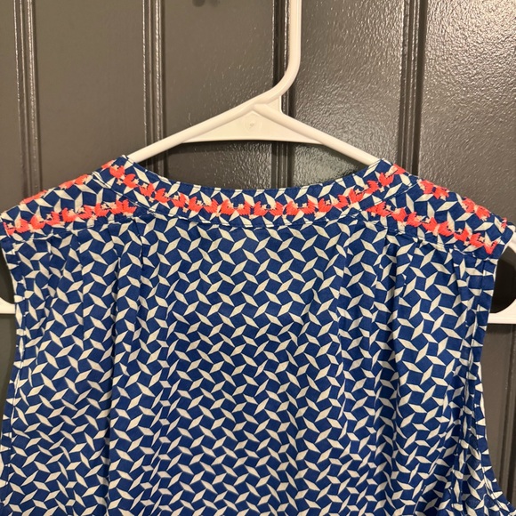 J. Crew Embroidered Blue, White, and Pink Sleeveless Top - Picture 7 of 8